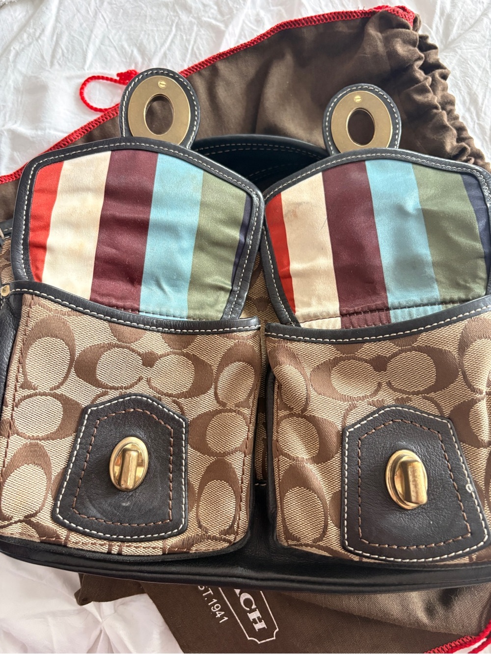 Coach Signature Soho Shoulder Bag | Brown Monogram Canvas & Leather Purse - Picture 4 of 7